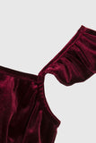 Burgundy Velvet Slip Dresses Mom Daughter Family Matching Outfits