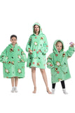 Black Strawberry Family Matching Flannel Oversize Wearable Hoodie Blanket Sweatshirt