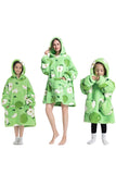 Black Strawberry Family Matching Flannel Oversize Wearable Hoodie Blanket Sweatshirt