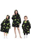 Black Dinosaur Family Matching Flannel Oversize Wearable Hoodie Blanket Sweatshirt