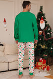 Christmas Family Matching Pajamas Green Santa Claus Print Pajamas Set