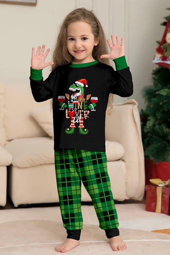 Christmas Family Wine Lover Dinosaur Print Pajamas Set