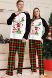 Christmas Family Black White Deer Printed Plaid Pajamas Set