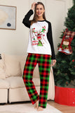 Christmas Family Black White Deer Printed Plaid Pajamas Set