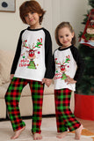 Christmas Family Black White Deer Printed Plaid Pajamas Set