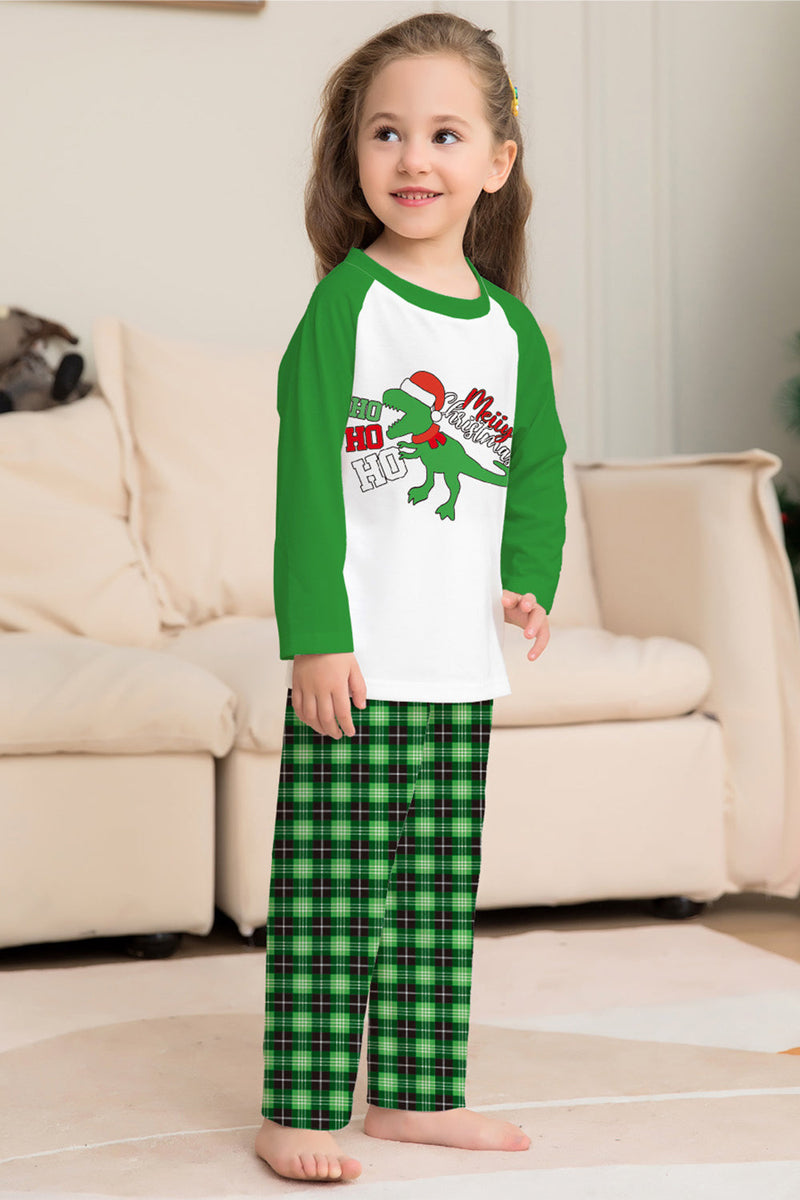 Load image into Gallery viewer, Christmas Family Matching Pajamas Green Plaid Dinosaur Print Pajamas Set