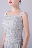 Silver Chiffon Pant and Lace Top Mother of The Bride Pant Suits