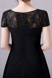 Black A-Line Cap Sleeves Knee Length Mother of the Bride Dress