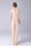 Champagne Long Coat 3 Pieces Mother of the Bride Pant Suits