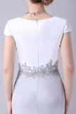 Silver Sheath Knee Length Mother of the Bride Dress With Coat