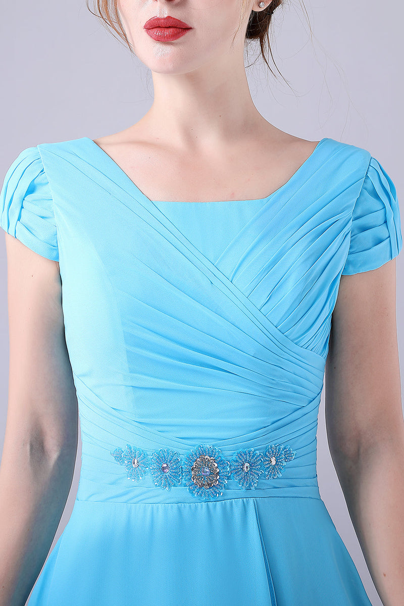 Load image into Gallery viewer, Sky Blue A-Line Square Neck Mother Of the Bride Dress With Pleated