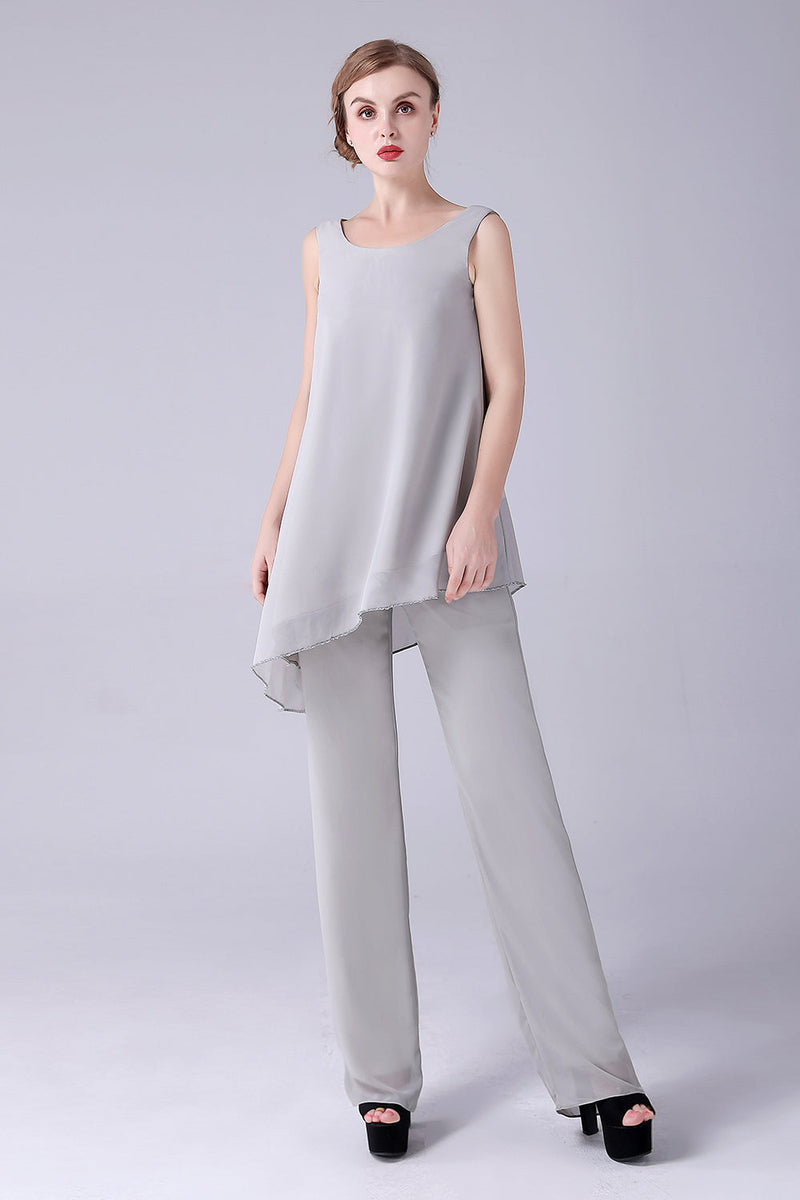 Load image into Gallery viewer, Jumpsuit/Pantsuit Separates Scoop Ankle-Length Chiffon Mother of the Bride Dress