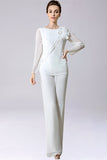 Jumpsuit/Pantsuit Separates Floor-Length Chiffon Mother of the Bride Dress With Bow