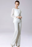 Jumpsuit/Pantsuit Separates Floor-Length Chiffon Mother of the Bride Dress With Bow