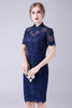 Load image into Gallery viewer, Navy Mermaid Beaded Knee-Length Mother Of the Bride Dress With Appliques