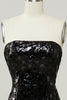 Load image into Gallery viewer, Black Strapless Sequined Mermaid Formal Dress