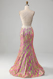 Hot Pink Sparkly Mermaid Formal Dress with Slit