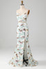 Load image into Gallery viewer, White Two Piece Sparkly Mermaid Prom Dress with Slit