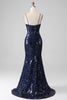 Load image into Gallery viewer, Shimmering Sequin Mermaid Spaghetti Strap Formal Dress with Slit