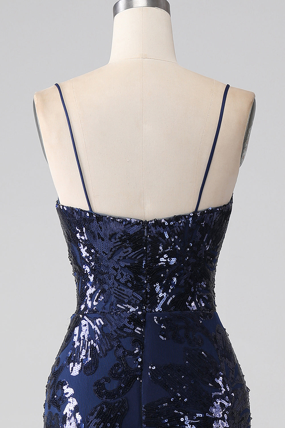 Shimmering Sequin Mermaid Spaghetti Strap Formal Dress with Slit