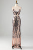 Load image into Gallery viewer, Sparkly Two Piece Sheath Formal Dress with Fringes