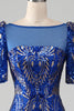 Load image into Gallery viewer, Mermaid Royal Blue Sparkly Formal Dress with Short Sleeves