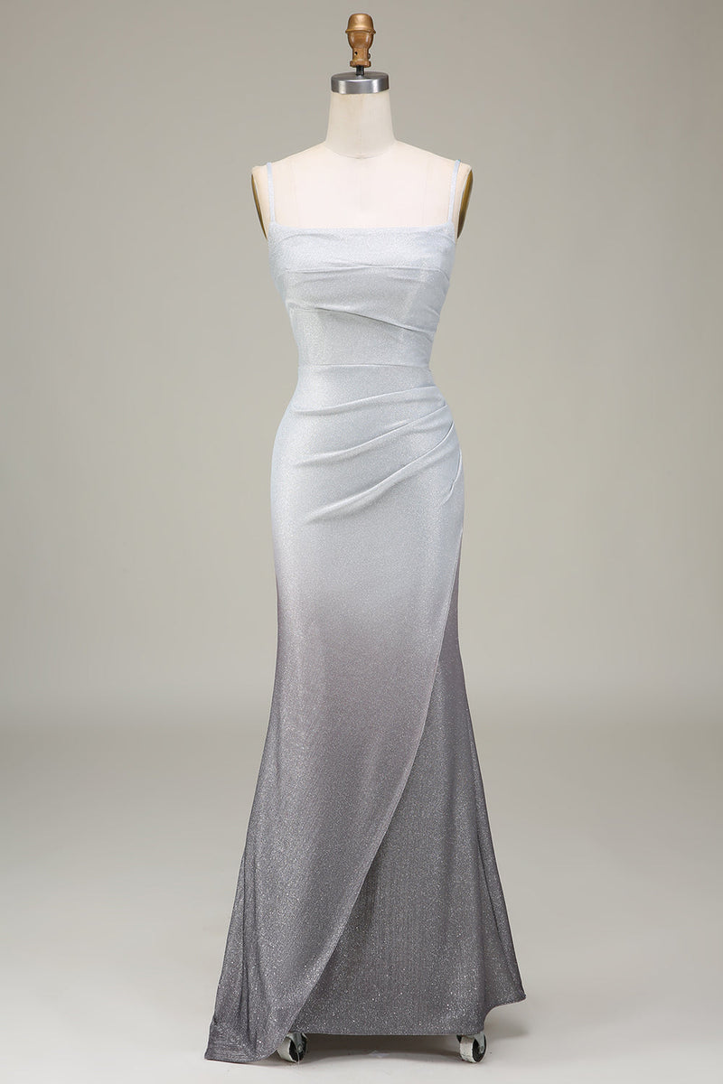 Load image into Gallery viewer, Grey Mermiad Sparkly Ombre Long Formal Dress