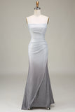 Grey Mermiad Sparkly Ombre Long Formal Dress