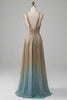 Load image into Gallery viewer, Glitter V-Neck Golden Formal Dress with Slit