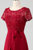 Load image into Gallery viewer, Burgundy Asymmetrical Sparkly Sequin Mother of Bride Dress with Appliques