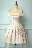 Champagne Floral Homecoming Dress