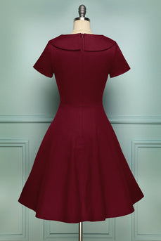 Burgundy Button Dress