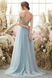 Lavender Tulle A-line Formal Dress with Beading