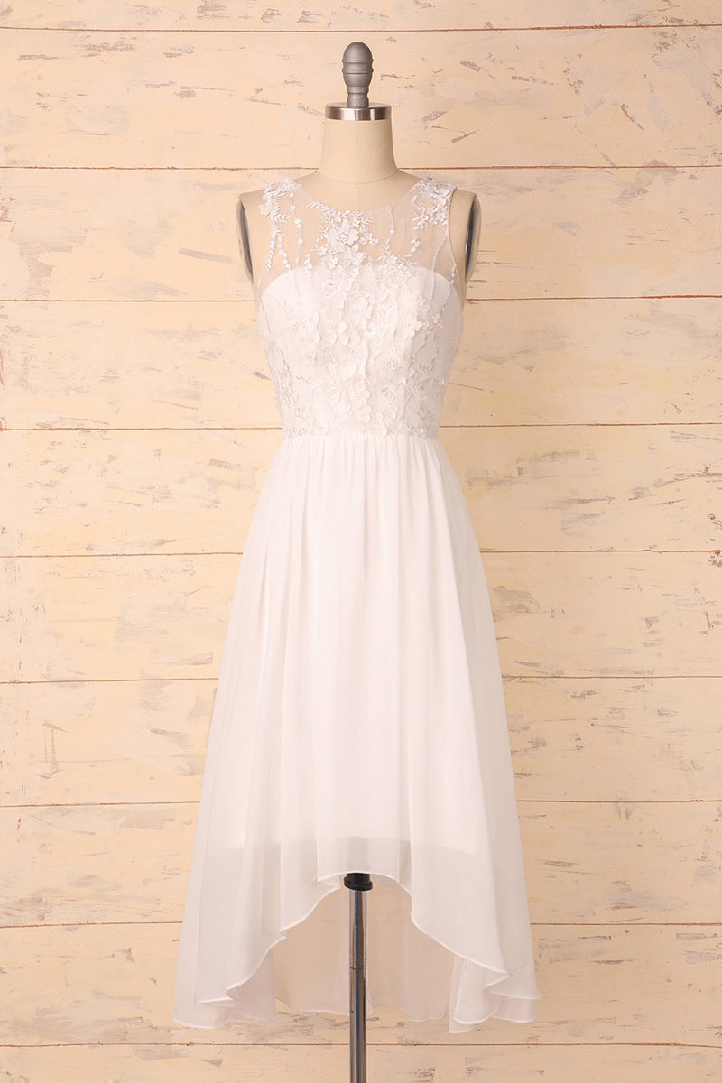 Load image into Gallery viewer, White Appliques Homecoming Dress