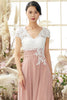 Load image into Gallery viewer, V Neck Appliques Mother of Bridal Dress Short Sleeves