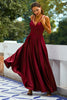 Load image into Gallery viewer, Burgundy Satin Long Dress
