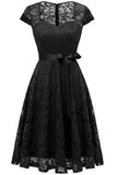 Black Lace Party Dress with Sleeves