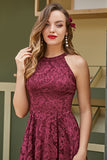 Burgundy Lace Asymmetrical