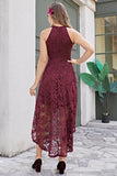 Burgundy Lace Asymmetrical