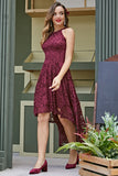 Burgundy Lace Asymmetrical