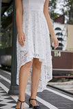 Asymmetric White Lace Dress