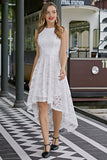 Asymmetric White Lace Dress