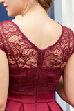 Burgundy Retro 1950s Dress With Lace