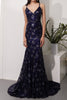Load image into Gallery viewer, Navy Evening Dress with Beading &amp; Sequins