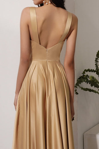 Golden Satin Long Dress