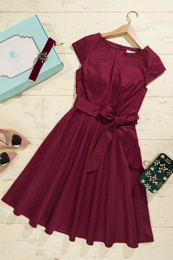 Burgundy Solid Dress