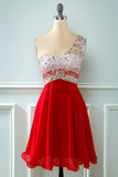 One Shoulder Sequins Cocktail Dress