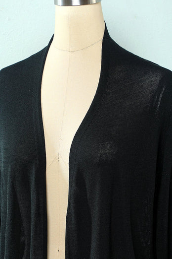 Black Long Sleeve Knit Cardigan