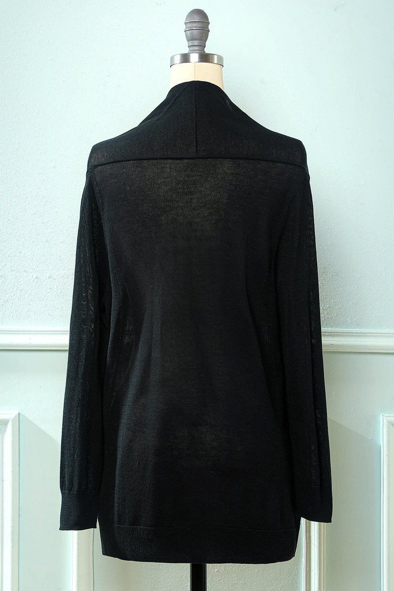 Load image into Gallery viewer, Black Long Sleeve Knit Cardigan