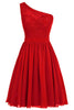 Load image into Gallery viewer, One Shoulder Red Cocktail Dress with Lace
